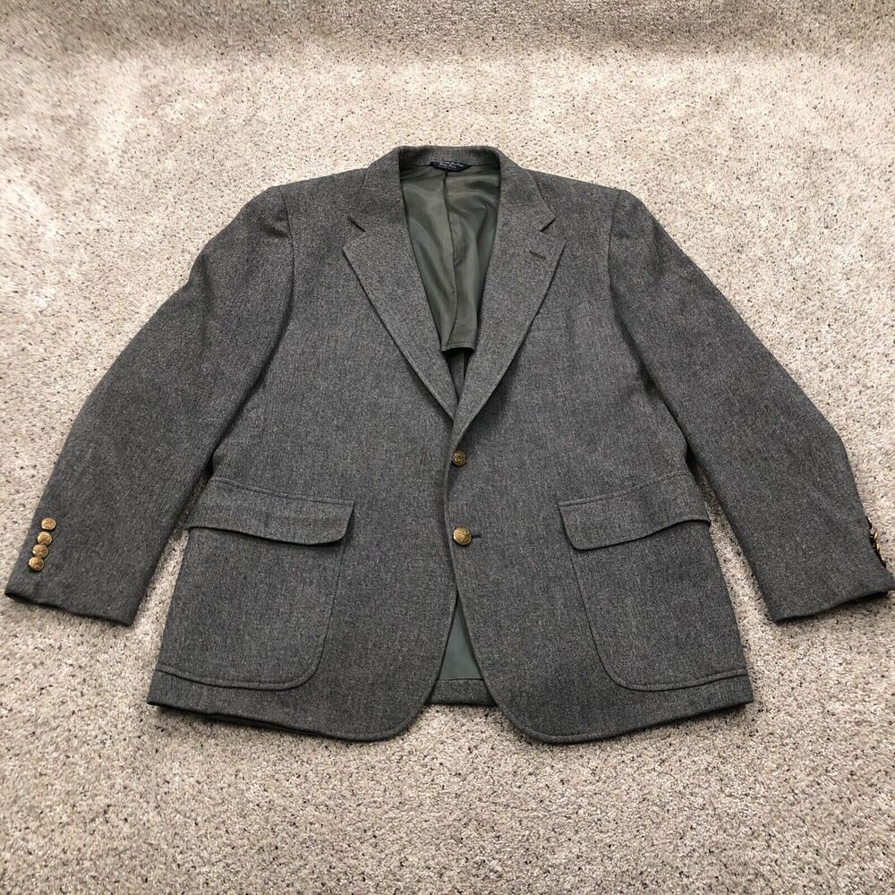 Vintage Cricketeer Blazer Adult 44R Grey 100% Wool Sport Coat Suit Jacket Mens